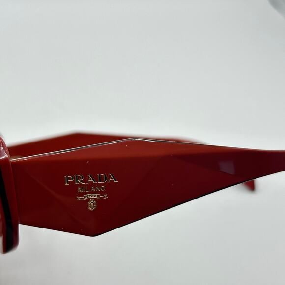 PRADA Symbole Diamond Rectangle Sunglasses Fiery Orange Red PR 17WS - Picture 9 of 14